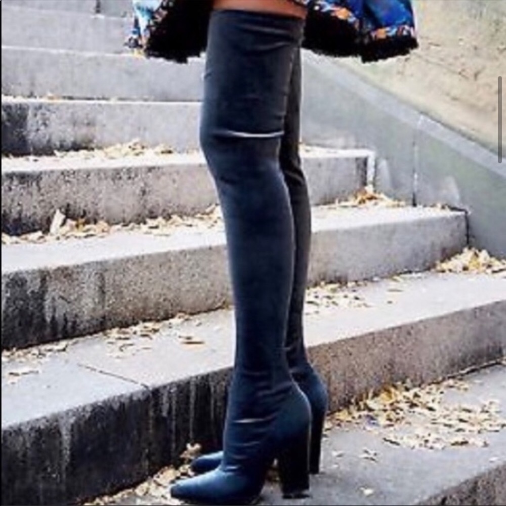 ZARA BLOGGERS FAV OVER THE KNEE VELVET BOOTS BRAND NEW WITH TAGS US 6.5 EUR 37 - Picture 14 of 14